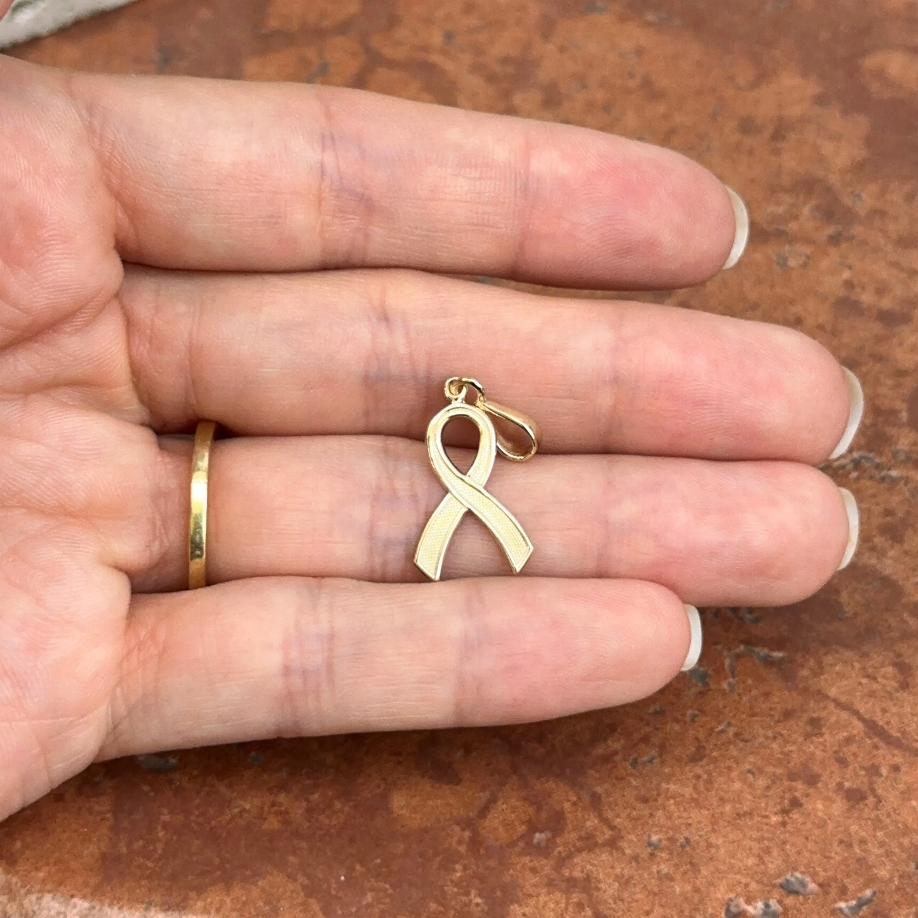 14KT Yellow Gold Awareness Ribbon Pendant Charm