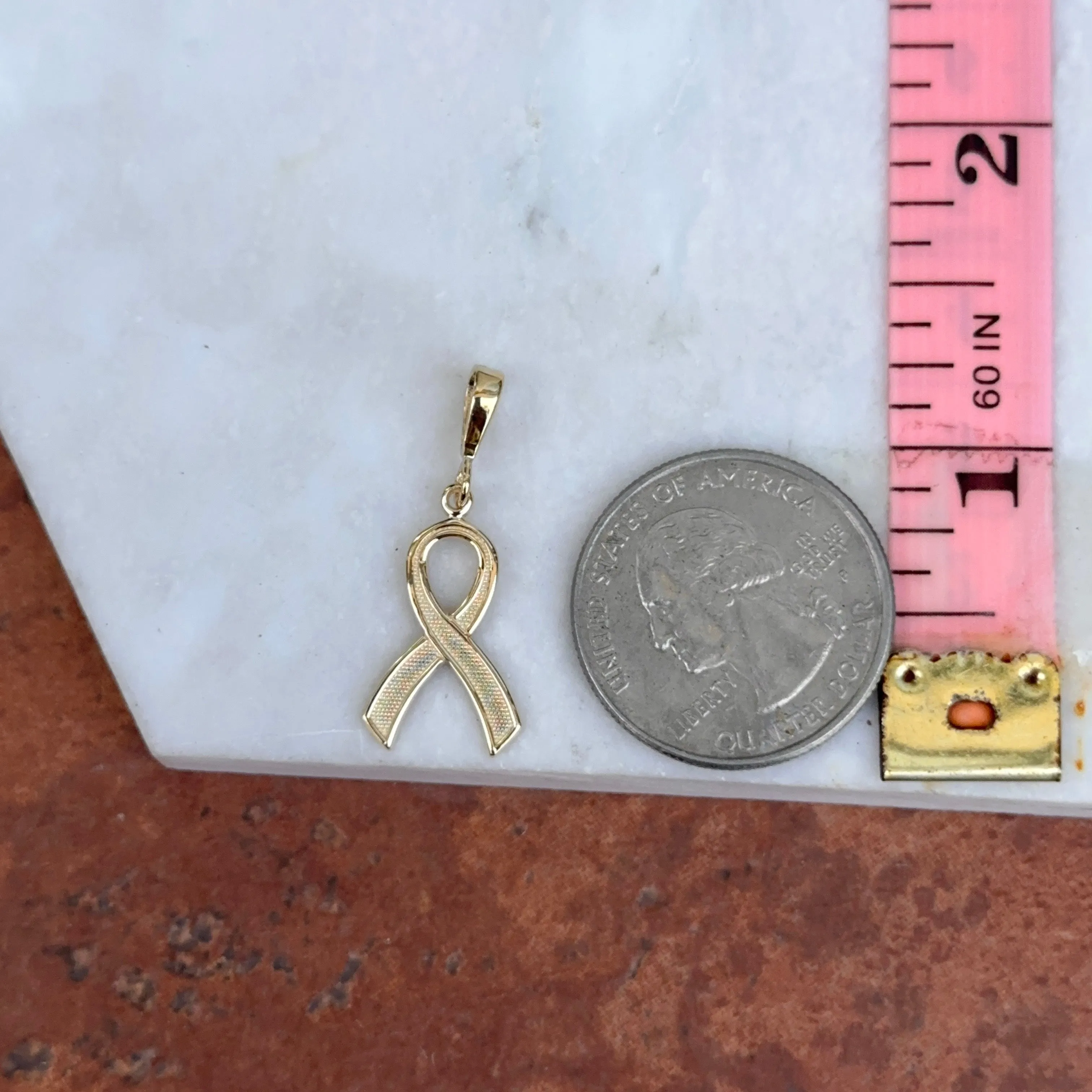 14KT Yellow Gold Awareness Ribbon Pendant Charm
