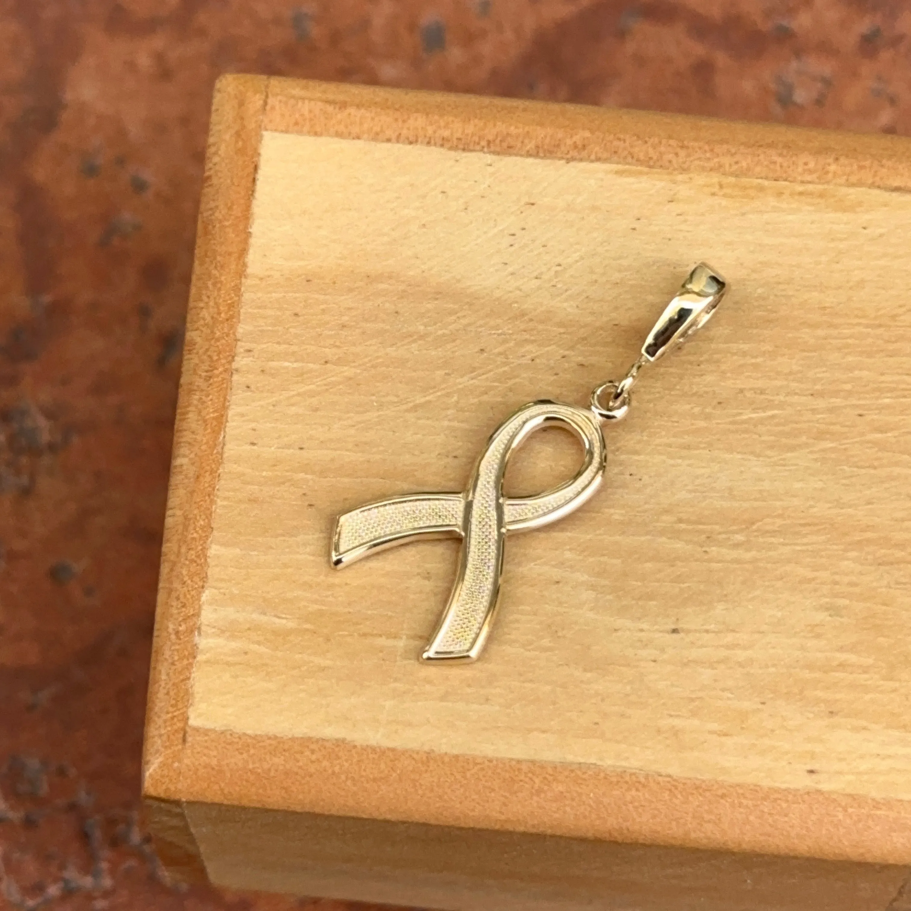 14KT Yellow Gold Awareness Ribbon Pendant Charm
