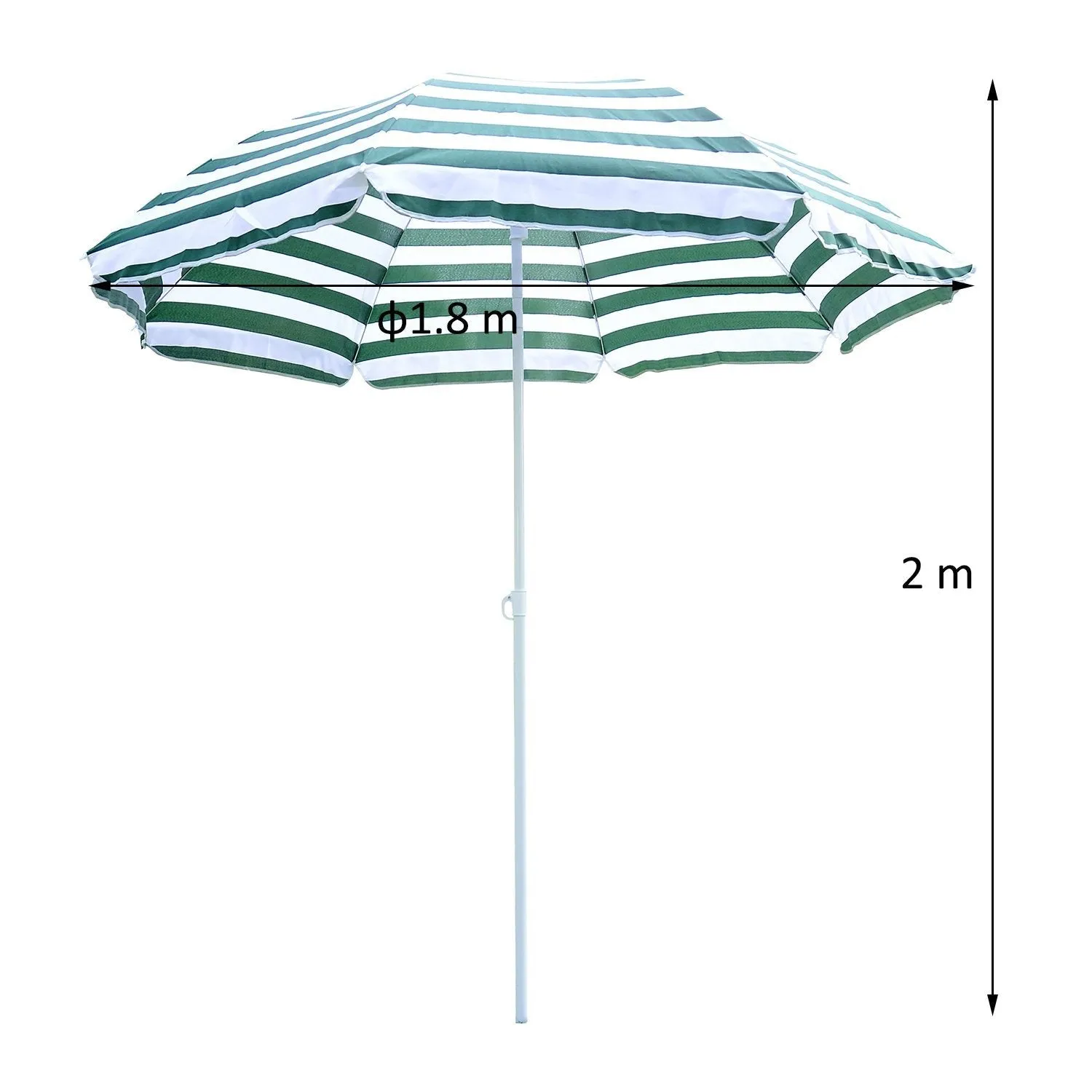 1.8m Beach Parasol Umbrella with Tilt Canopy
