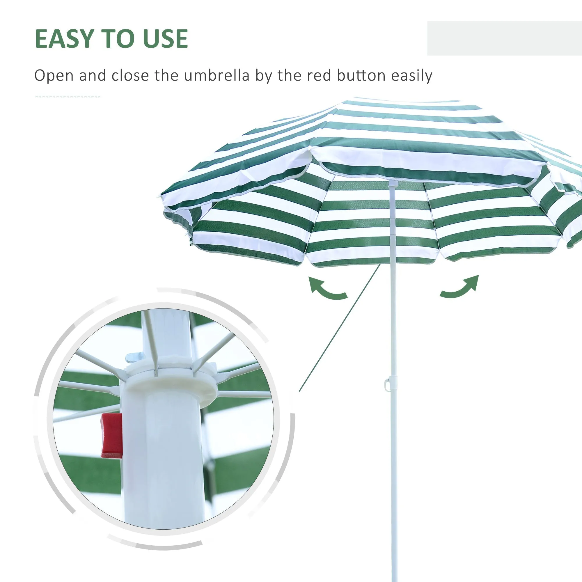 1.8m Beach Parasol Umbrella with Tilt Canopy