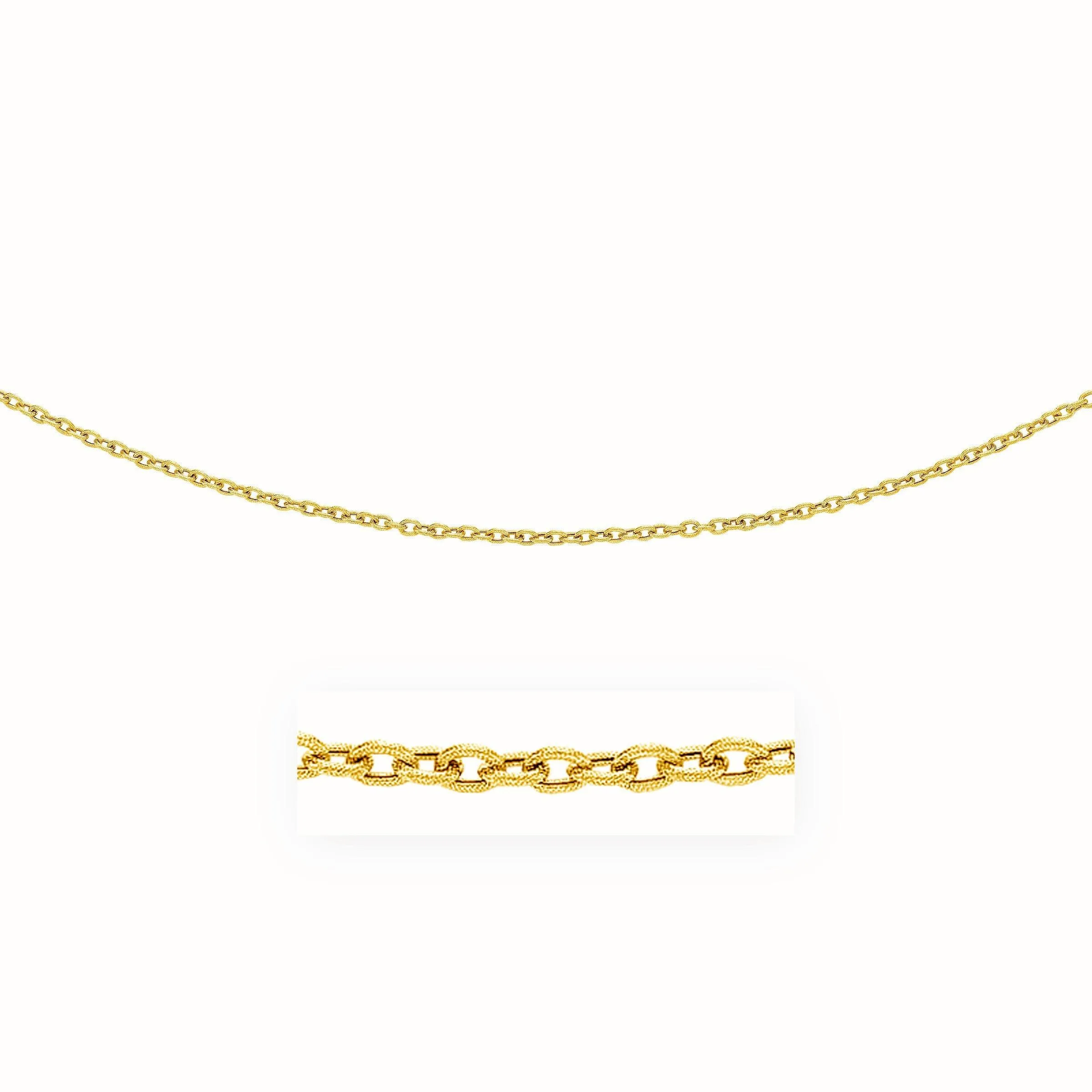 3.5mm 14k Yellow Gold Pendant Chain with Textured Links