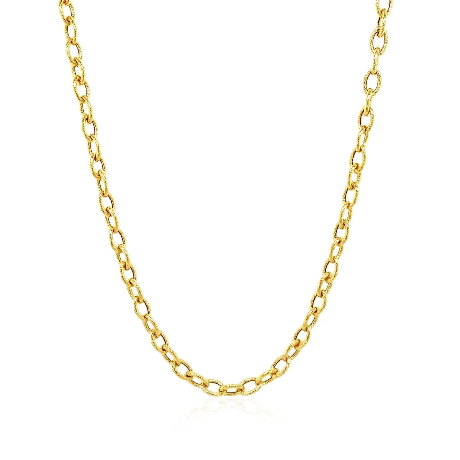 3.5mm 14k Yellow Gold Pendant Chain with Textured Links
