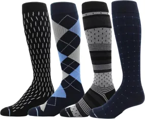 4 Pairs Men'S Athletic Traveler Graduated Compression Knee High Socks