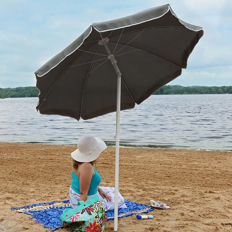 5' Beach Umbrella with Steel Pole and Tilt Function - Gray