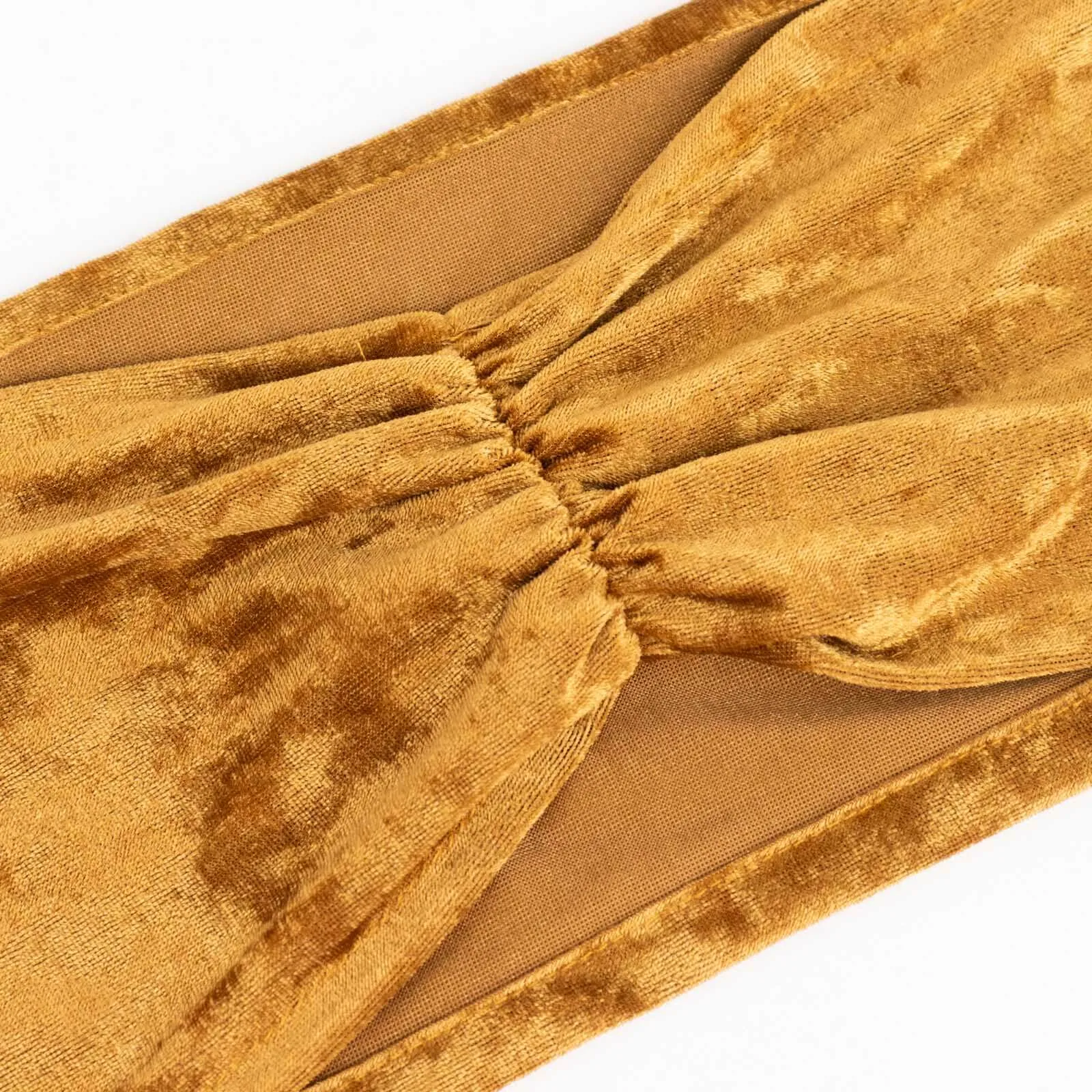 5 Pack Premium Crushed Velvet Chair Sashes Gold Ruffle Style - Lustrous & Wrinkle-Free Decorative Stretchable Chair Bands