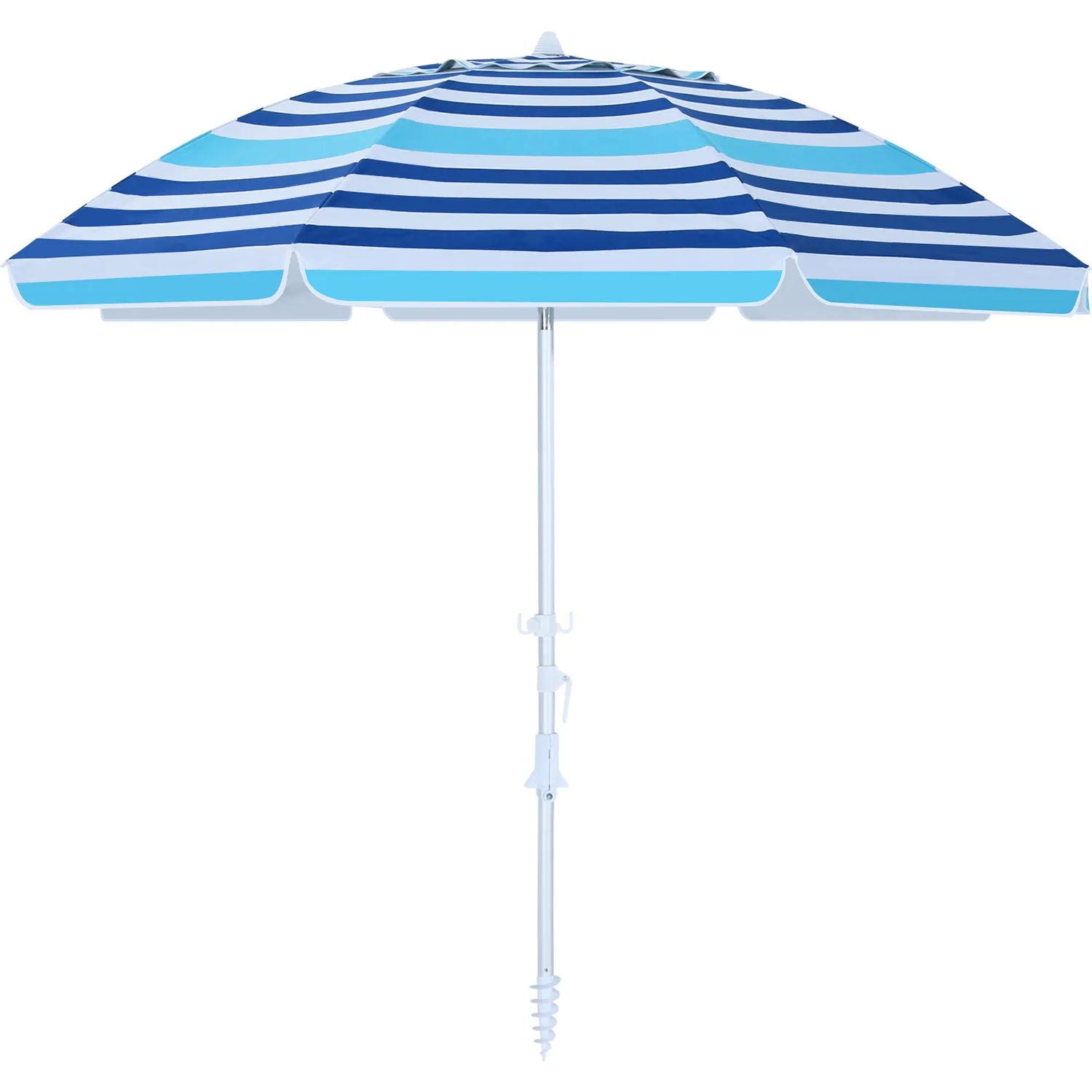 8Ribs Beach Umbrella Windproof 50  UV Protection,with 3 Sandbags and 1 Carry Bag