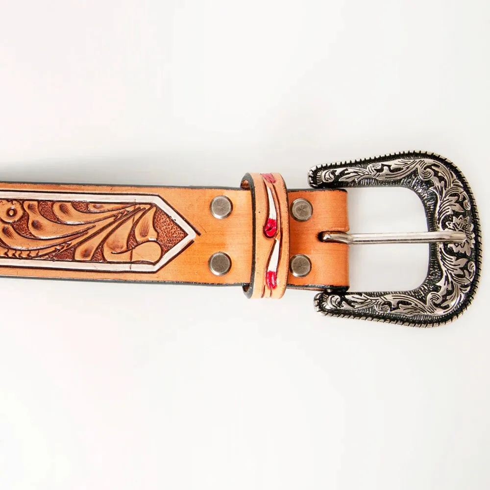 Ace of Hearts Hand Tooled Leather Belt