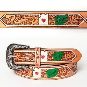Ace of Hearts Hand Tooled Leather Belt