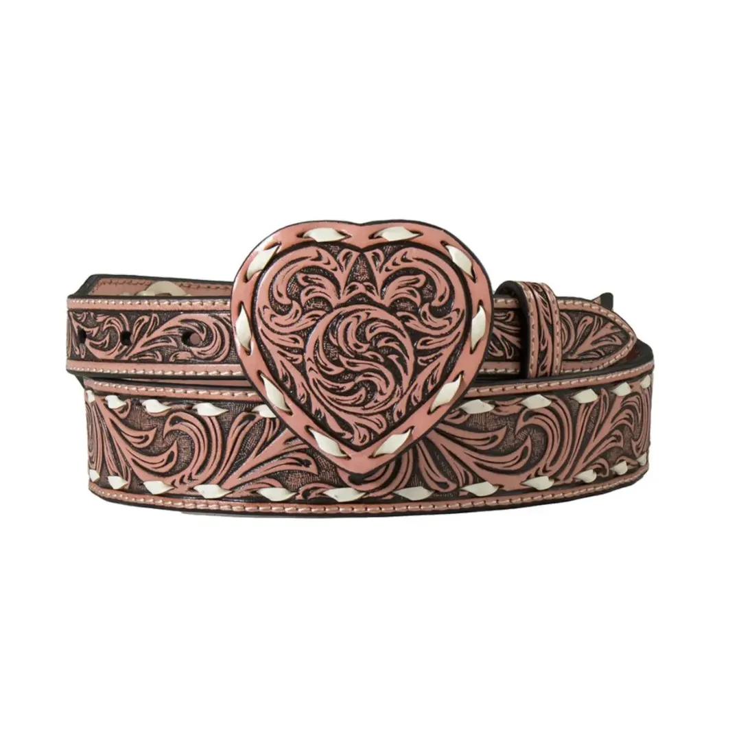 Angel Ranch Western Belt Womens Heart Buckle Floral Laced D140005930