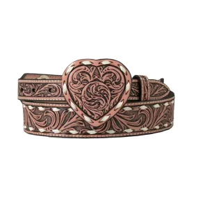 Angel Ranch Western Belt Womens Heart Buckle Floral Laced D140005930