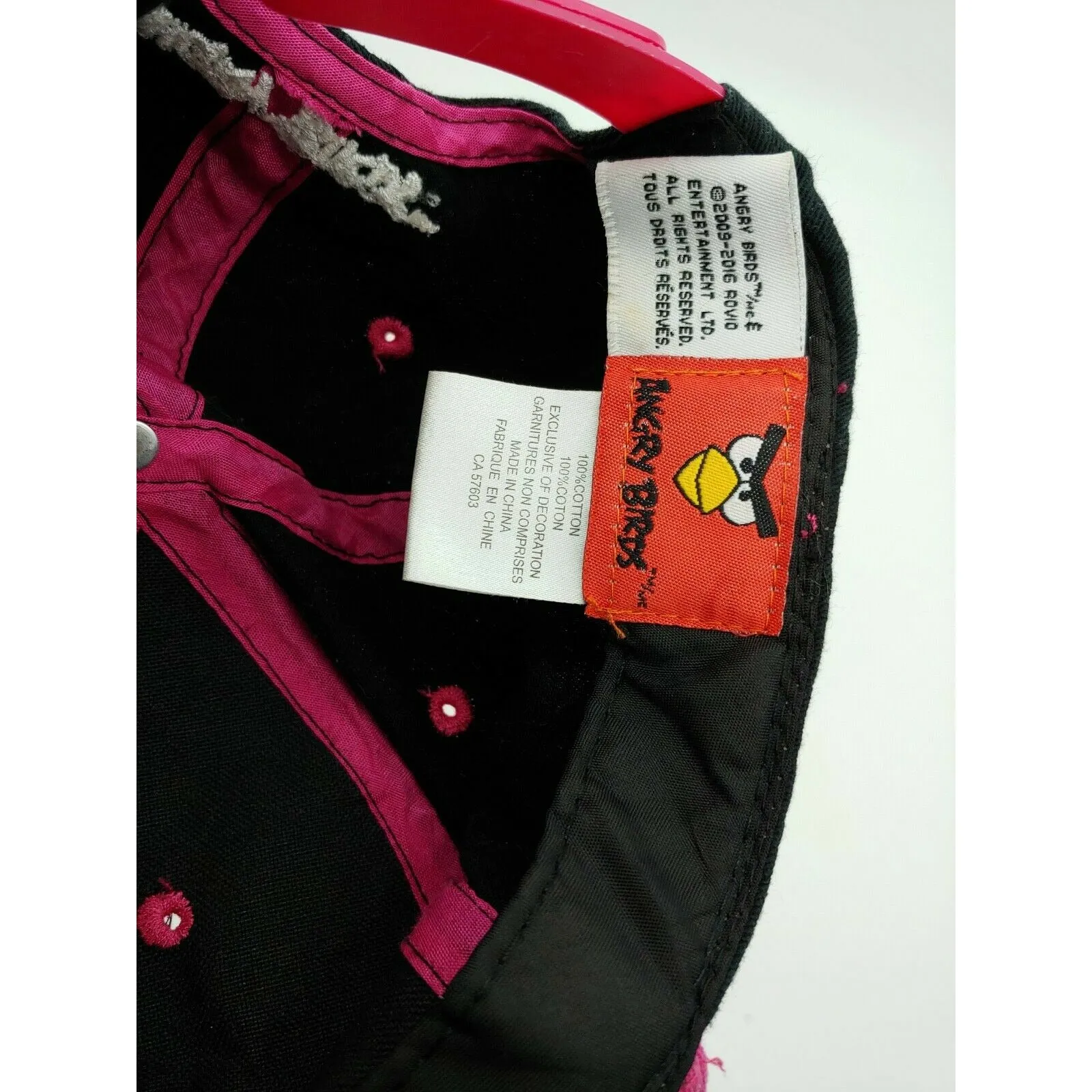 Angry Bird Embroidered on Black and Printed on pink Snapback baseball Hat Cap