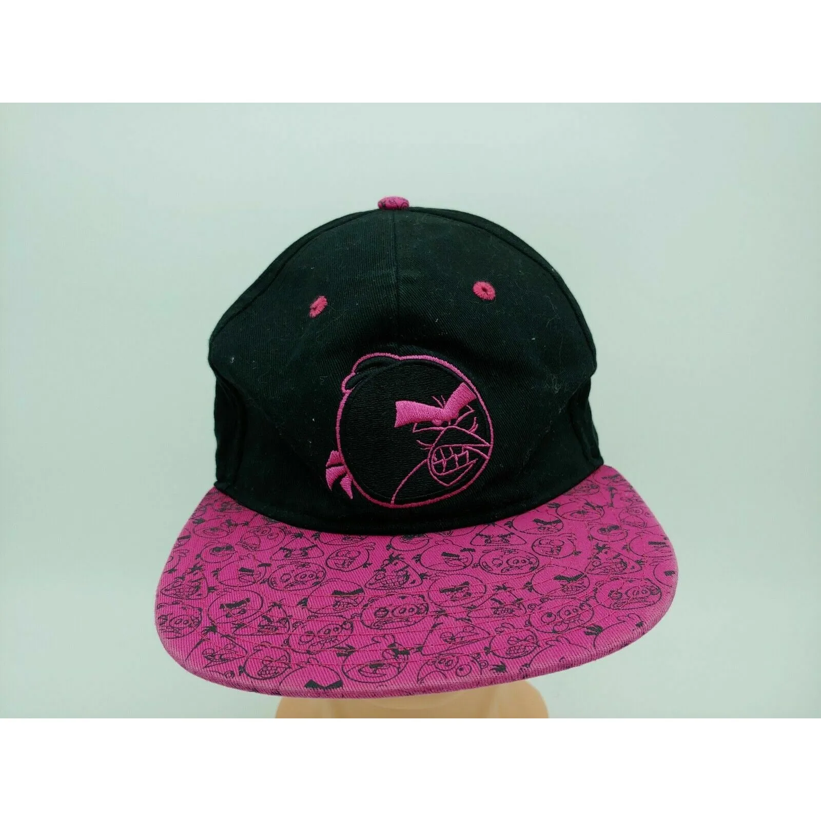 Angry Bird Embroidered on Black and Printed on pink Snapback baseball Hat Cap