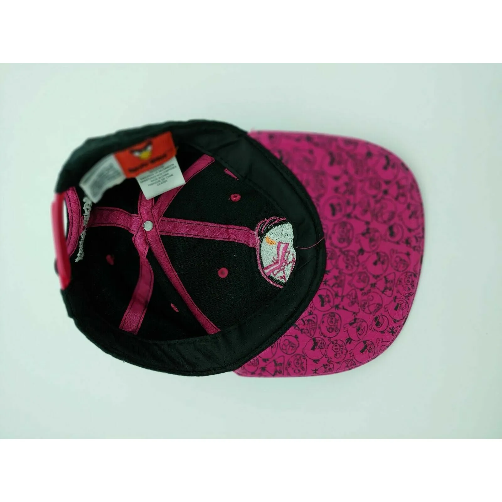 Angry Bird Embroidered on Black and Printed on pink Snapback baseball Hat Cap