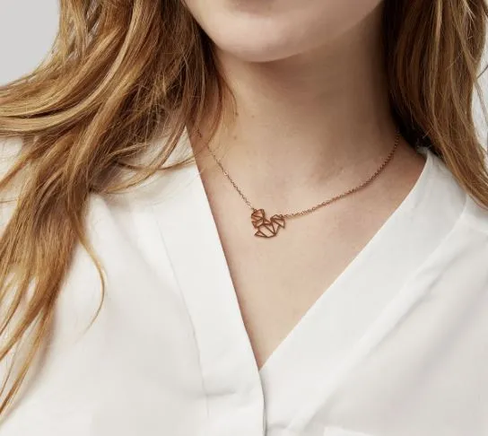 Annie Oak Squirrel Geometric Necklace in Gold