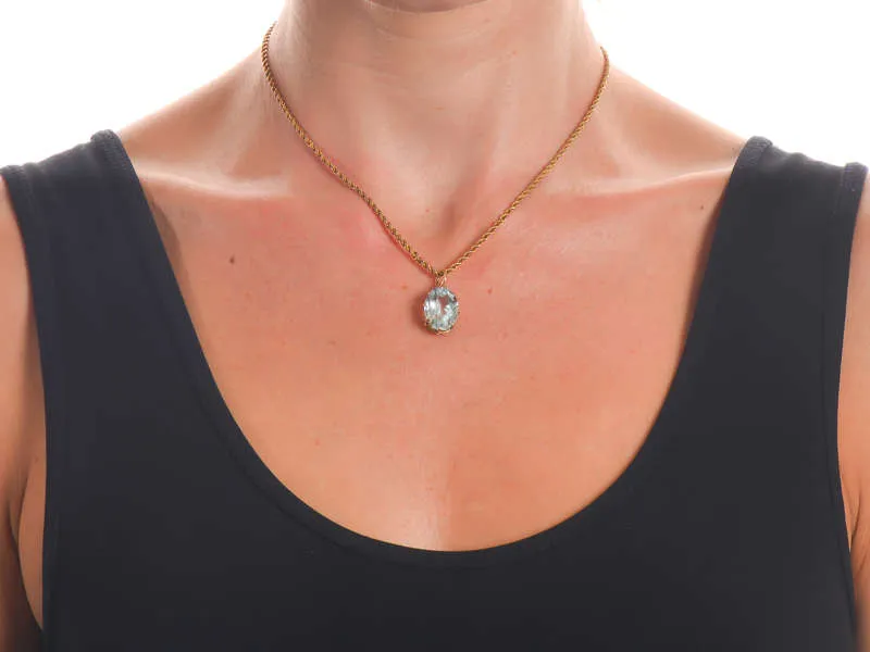 Antique Aquamarine Pendant & Chain