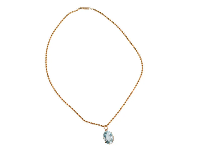 Antique Aquamarine Pendant & Chain