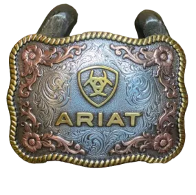 Ariat Men's Rectangle Rope Edge Floral Belt Buckle