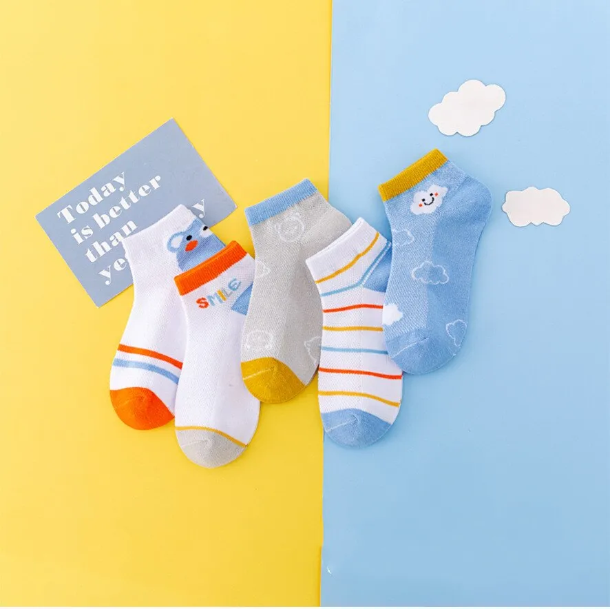 Baby/Kids 5 Pairs/Lot Breathable Casual Mesh Socks for Boy Girl