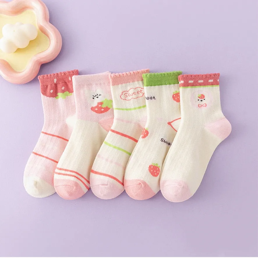 Baby/Kids 5 Pairs/Lot Breathable Casual Mesh Socks for Boy Girl