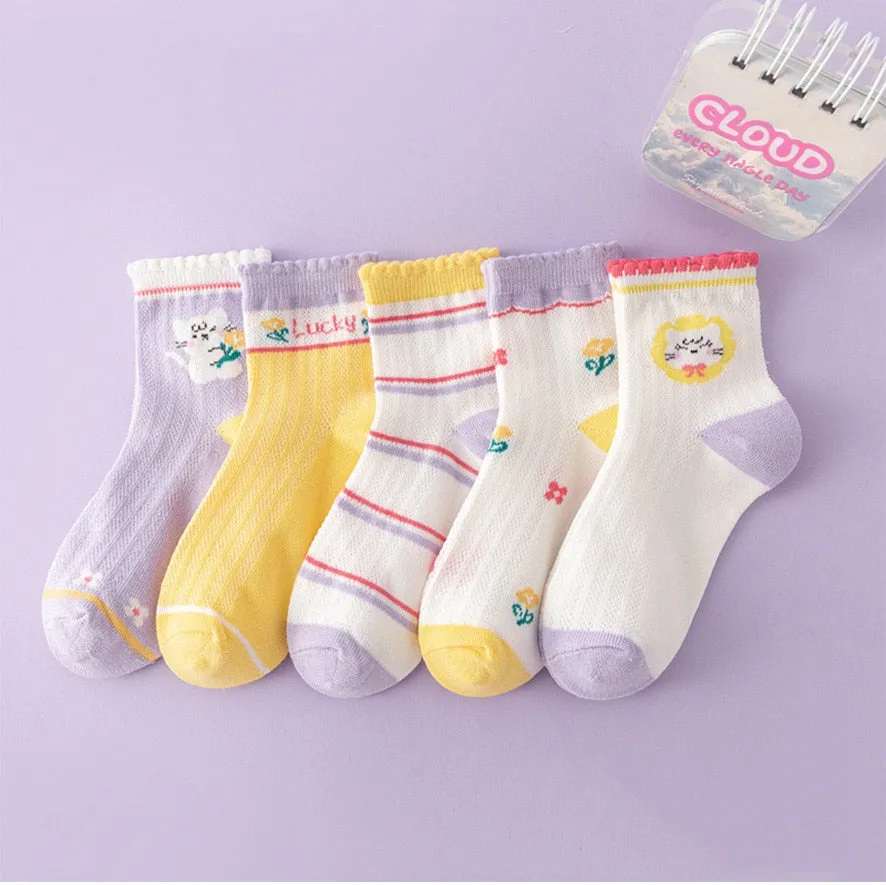 Baby/Kids 5 Pairs/Lot Breathable Casual Mesh Socks for Boy Girl