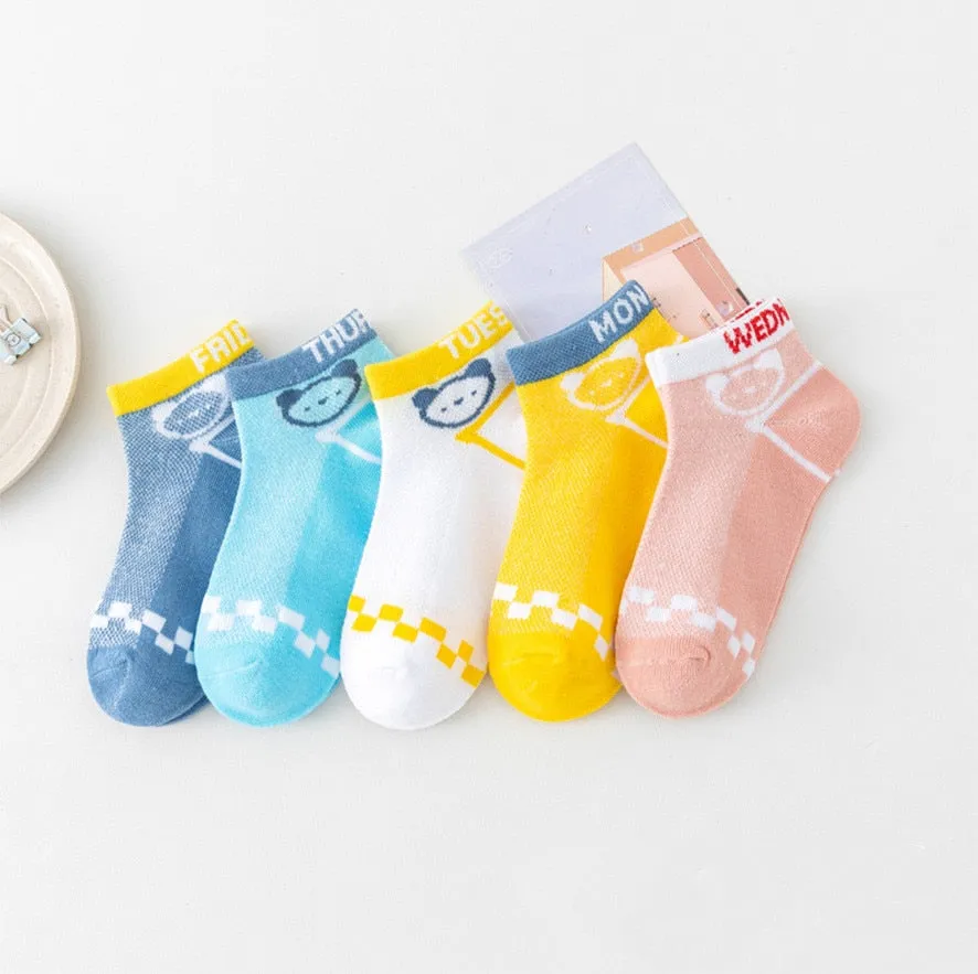Baby/Kids 5 Pairs/Lot Breathable Casual Mesh Socks for Boy Girl