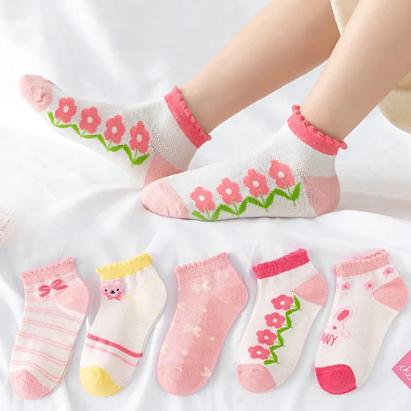 Baby/Kids 5 Pairs/Lot Breathable Casual Mesh Socks for Boy Girl