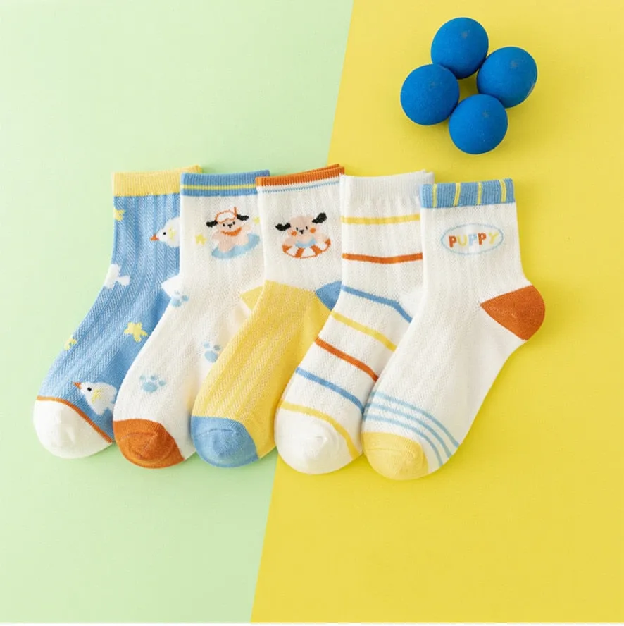 Baby/Kids 5 Pairs/Lot Breathable Casual Mesh Socks for Boy Girl