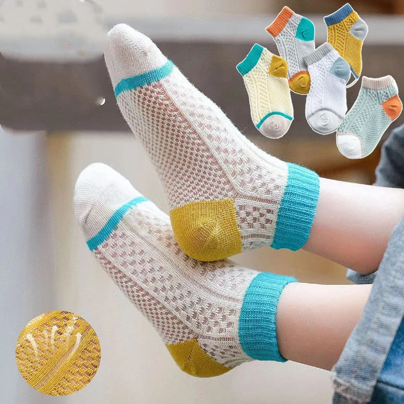 Baby/Kids 5 Pairs/Lot Breathable Casual Mesh Socks for Boy Girl
