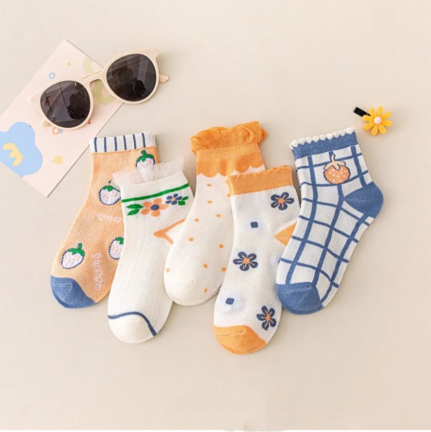 Baby/Kids 5 Pairs/Lot Breathable Casual Mesh Socks for Boy Girl
