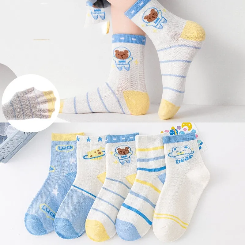 Baby/Kids 5 Pairs/Lot Breathable Casual Mesh Socks for Boy Girl