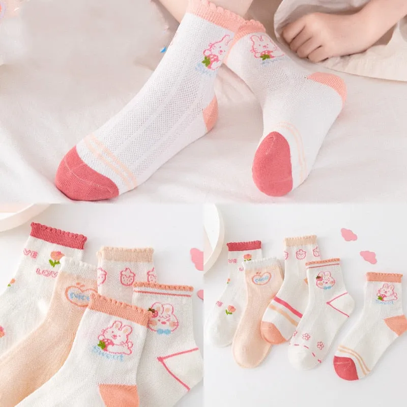 Baby/Kids 5 Pairs/Lot Breathable Casual Mesh Socks for Boy Girl