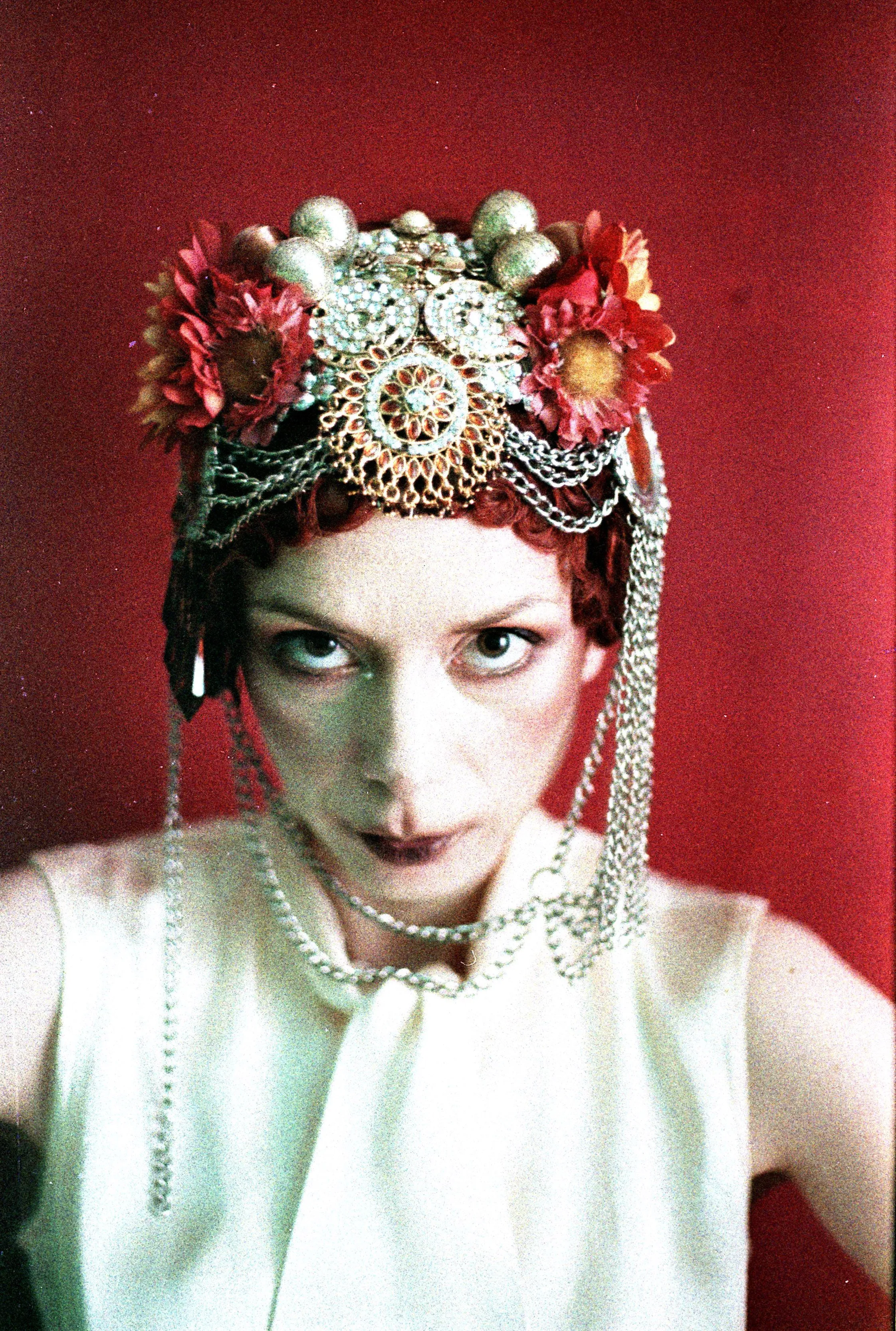 Bespoke vintage jewels and chains Flower headpiece