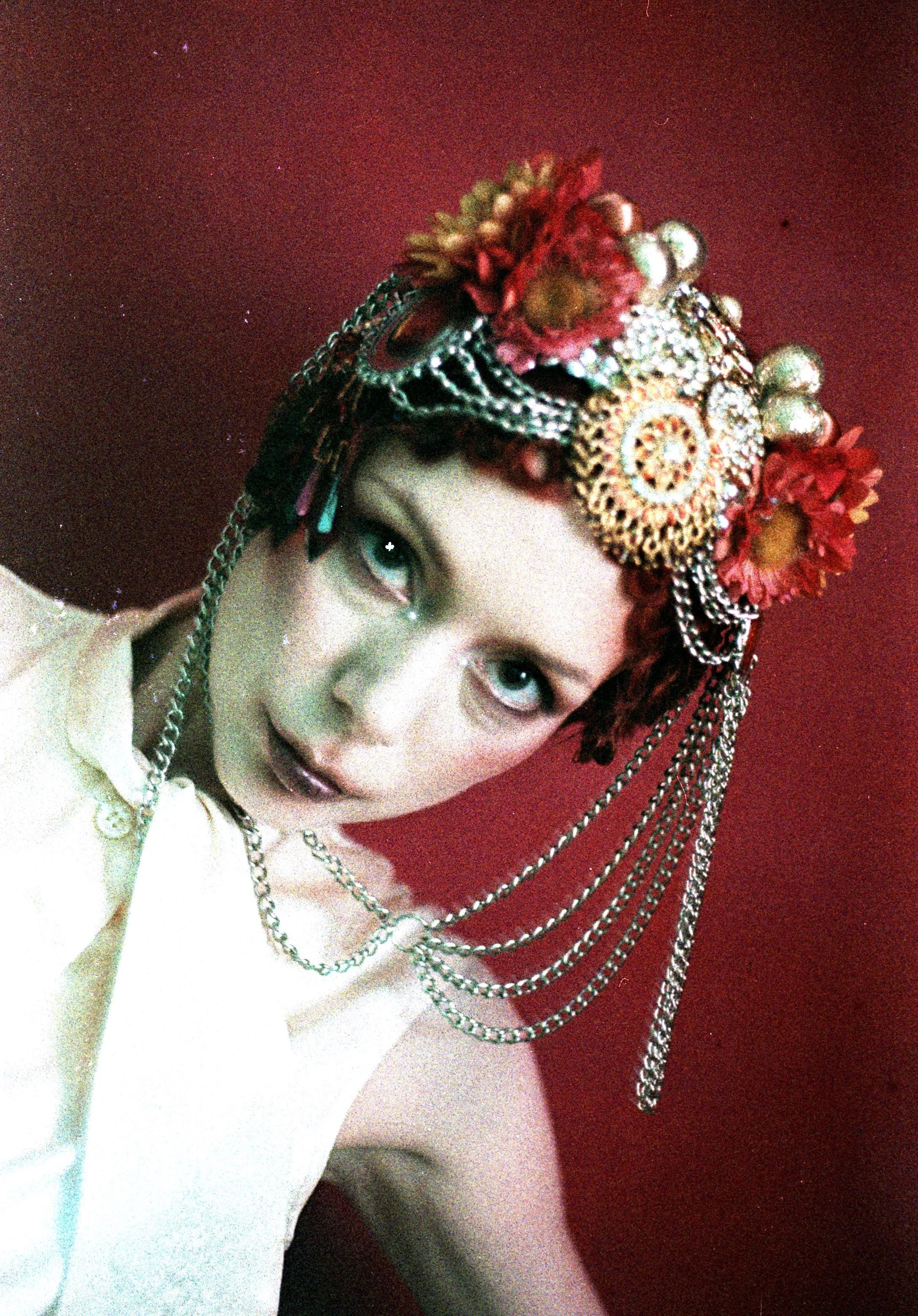 Bespoke vintage jewels and chains Flower headpiece