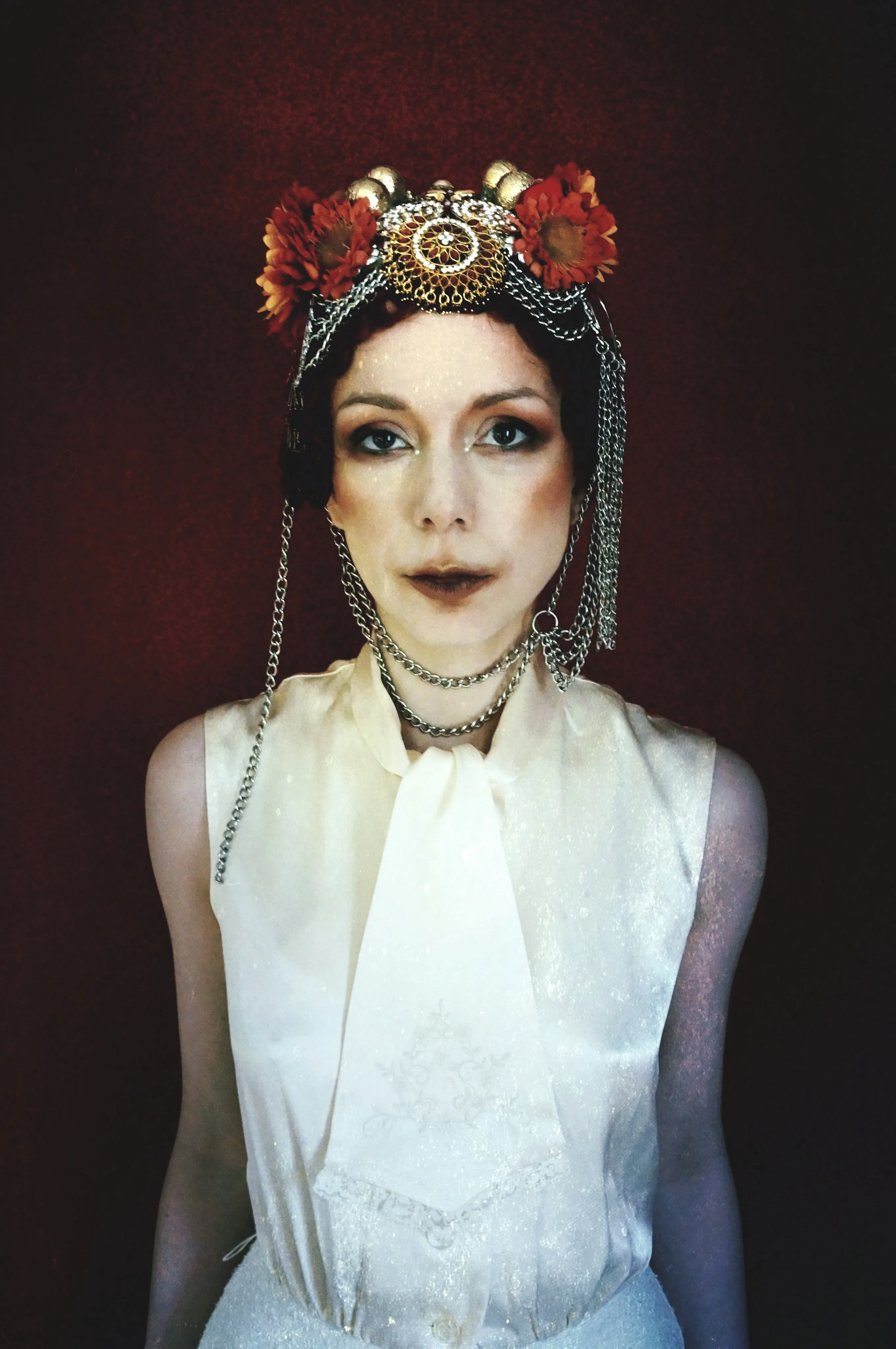 Bespoke vintage jewels and chains Flower headpiece
