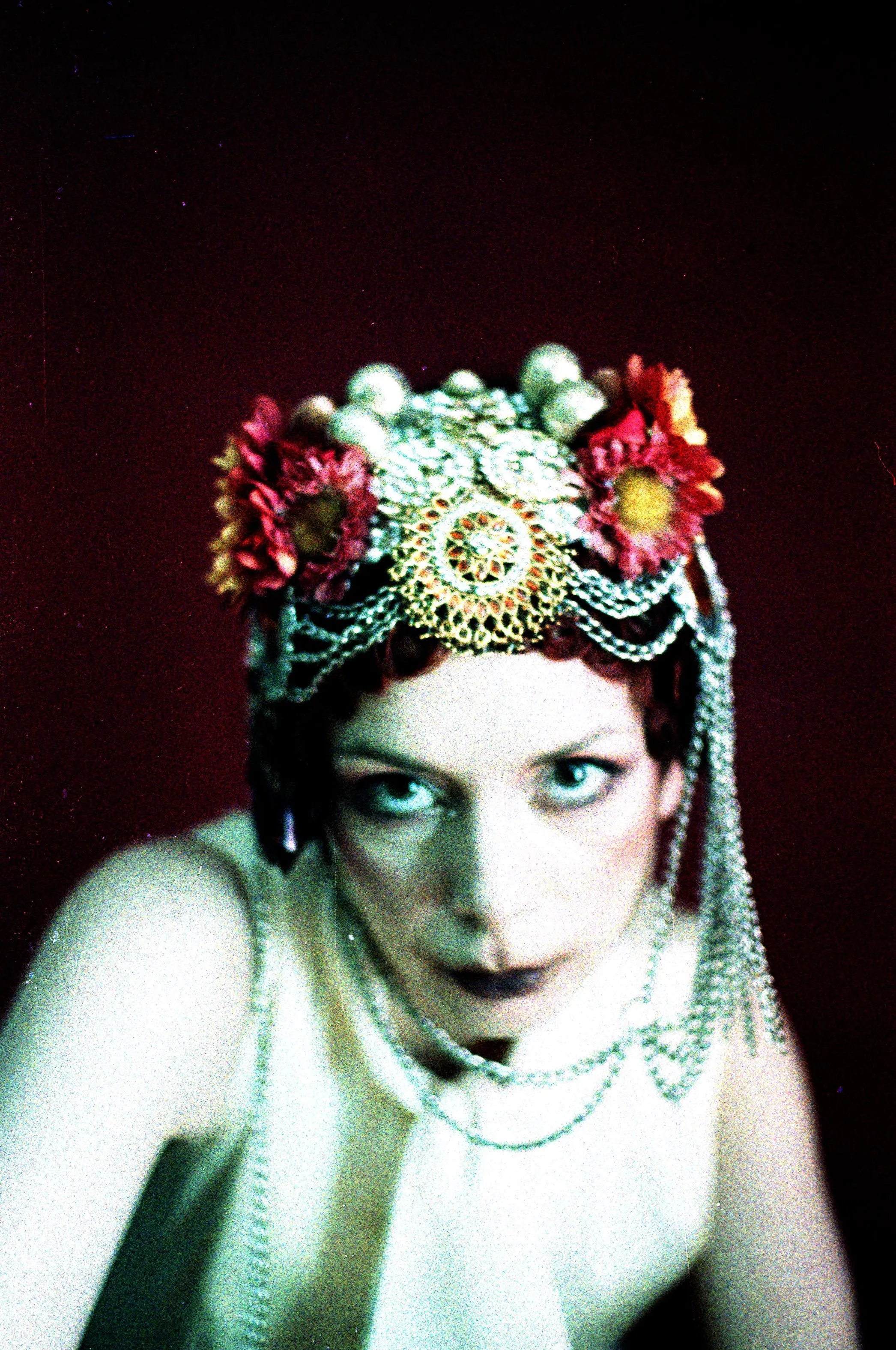 Bespoke vintage jewels and chains Flower headpiece