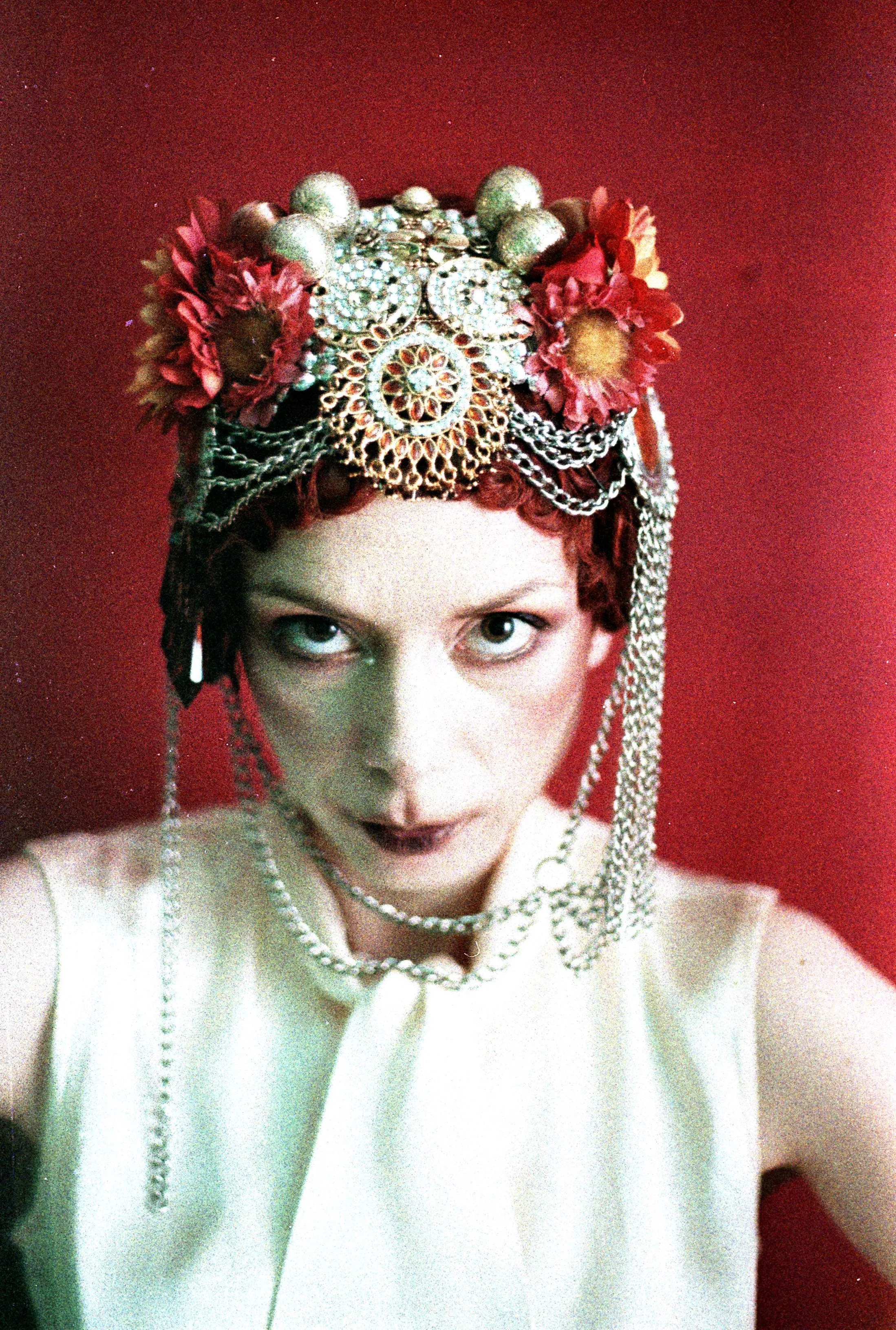 Bespoke vintage jewels and chains Flower headpiece