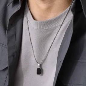 Black Stone Silver Locket