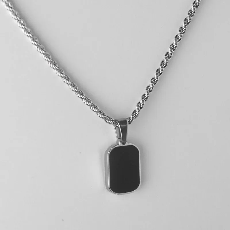 Black Stone Silver Locket