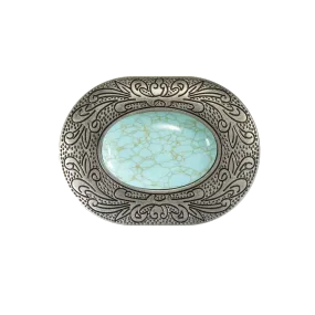 Blazin Roxx M&F Women's Oval Turquoise Stone Scroll Buckle