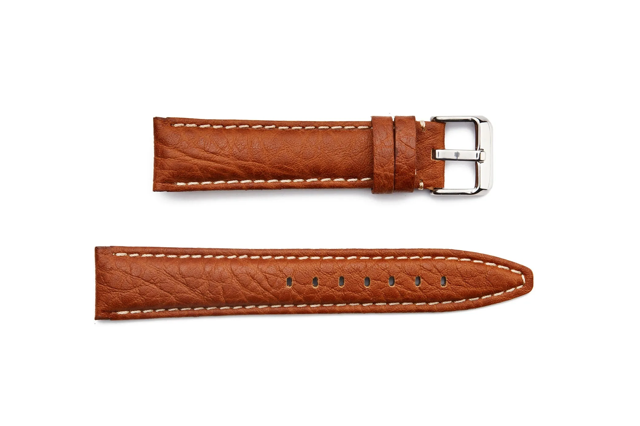 BON-936L Long, Calf Skin, Contrasting Stitch Leather Watch Strap