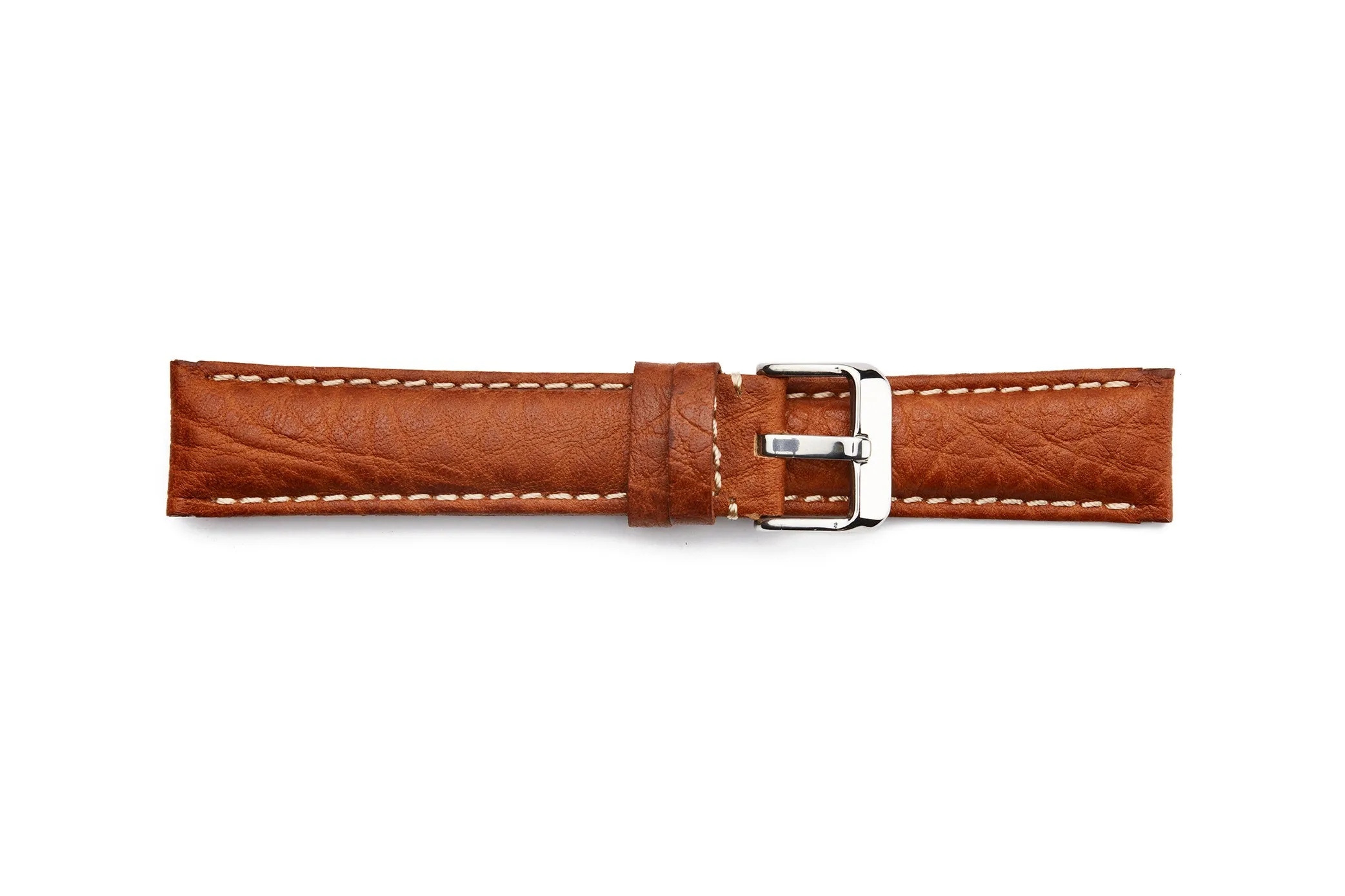 BON-936L Long, Calf Skin, Contrasting Stitch Leather Watch Strap