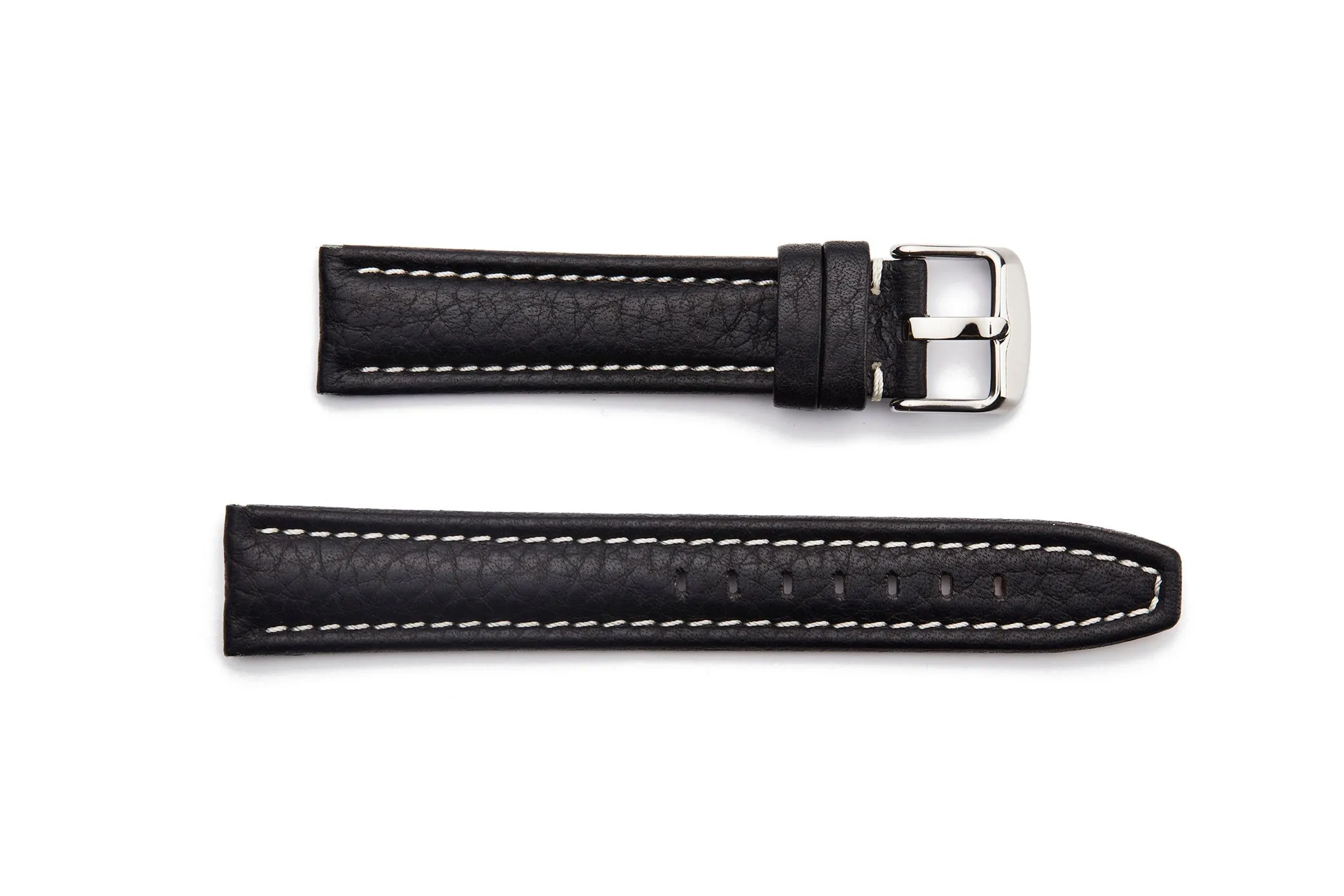 BON-936L Long, Calf Skin, Contrasting Stitch Leather Watch Strap