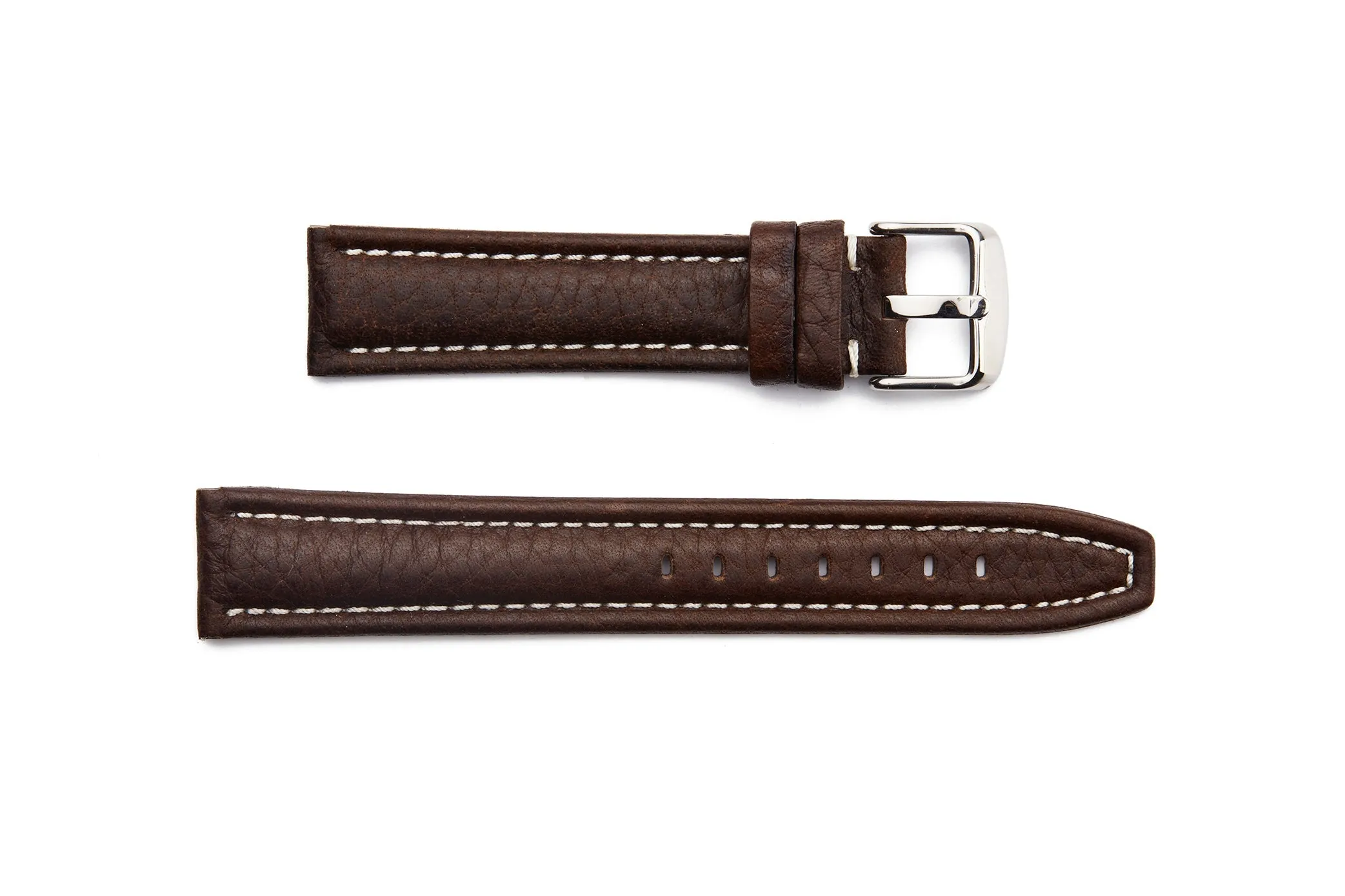 BON-936L Long, Calf Skin, Contrasting Stitch Leather Watch Strap