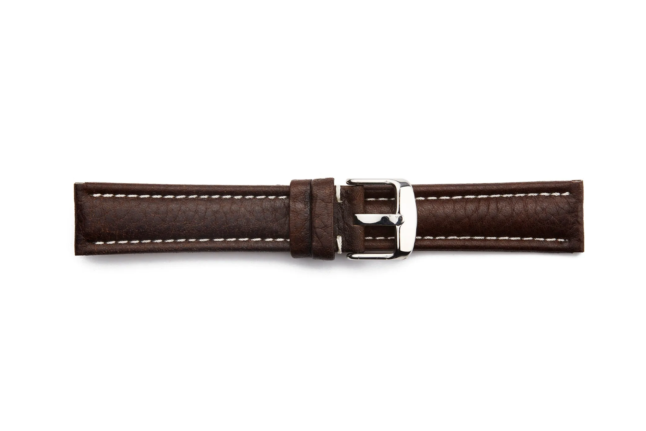 BON-936L Long, Calf Skin, Contrasting Stitch Leather Watch Strap