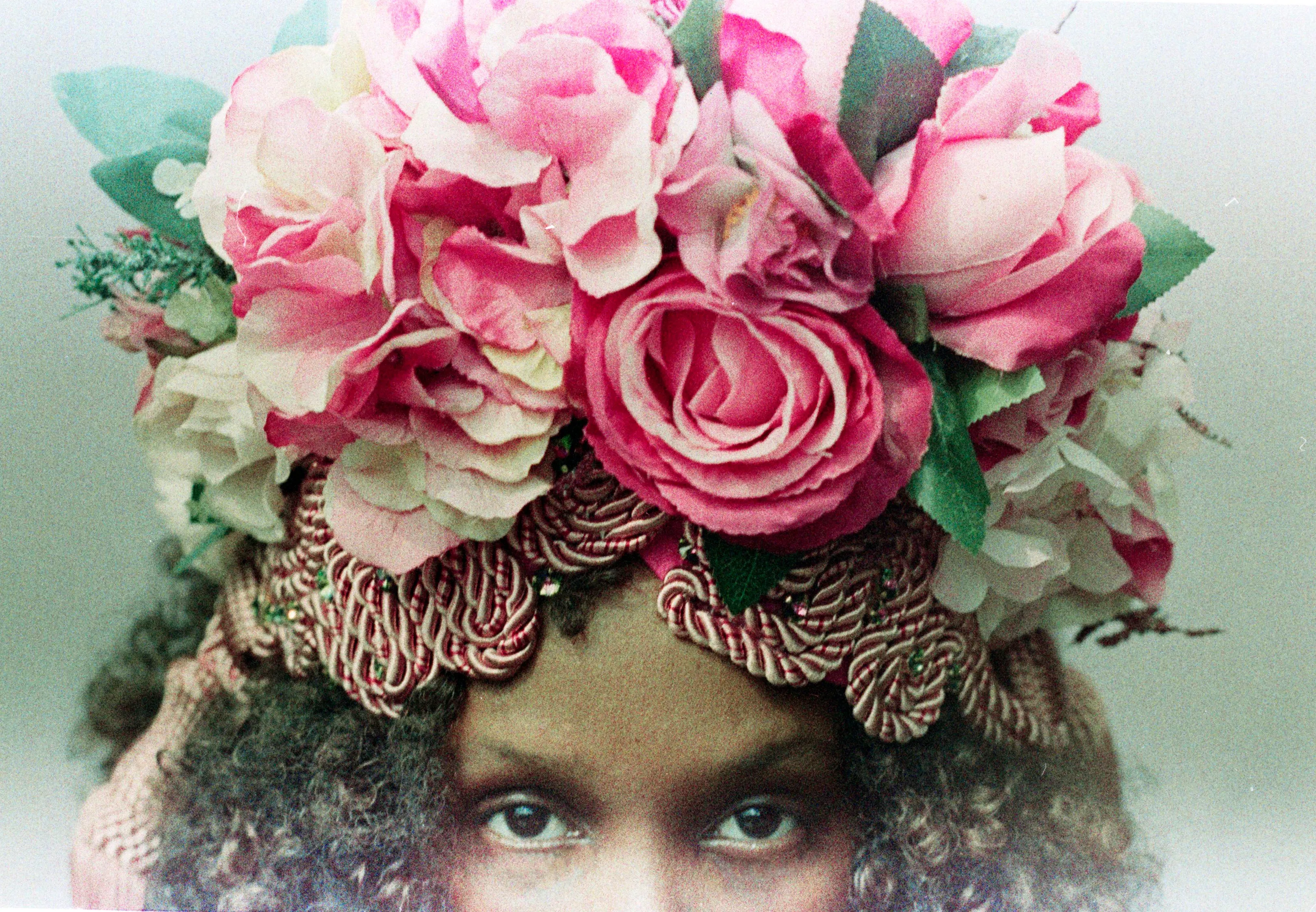 Braided and Jewel encrusted HOT PINK Floral Turban