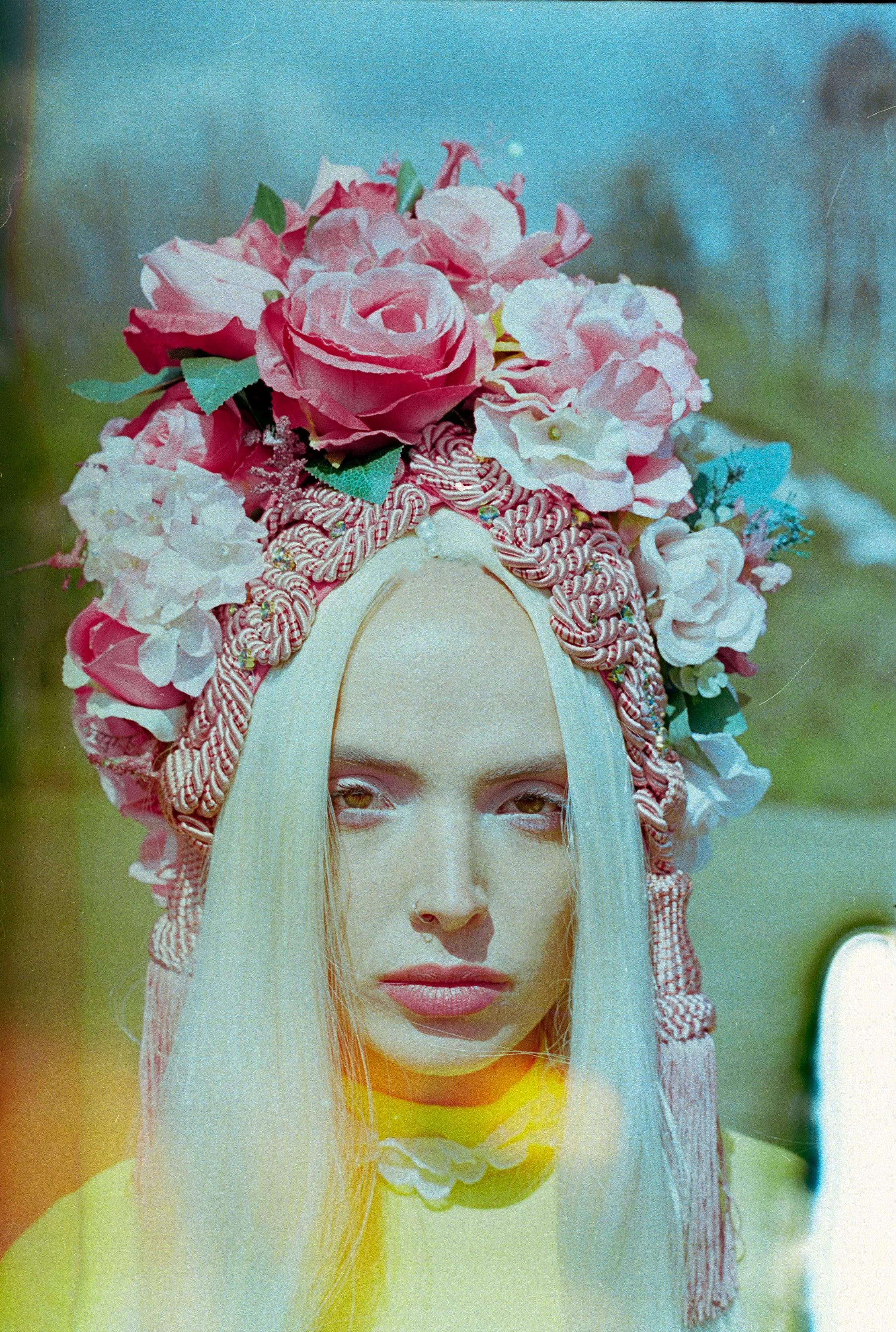Braided and Jewel encrusted HOT PINK Floral Turban