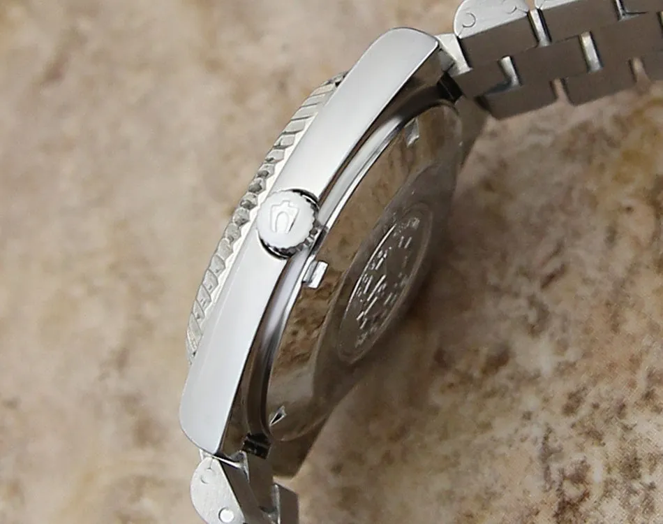 Bulova Swiss Day Date Auto Mens 1970 SS 34mm Watch