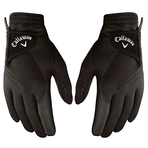 Callaway Golf Women's Thermal Grip, Cold Weather Golf Gloves, Black, Medium, 1 Pair, (Left and Right)