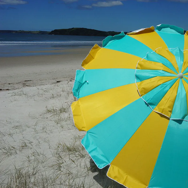 Carnivale 240cm Beach Umbrella - Yellow & Turquoise